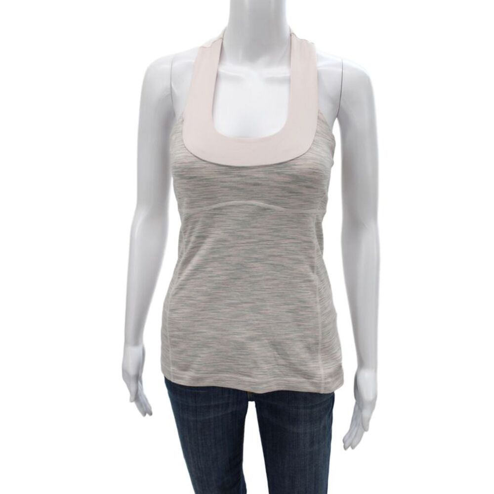 Lululemon Womens Gray Striped Scoop Neck Sleeveless Basic Tank Size 6